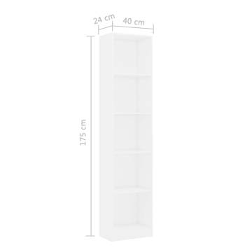 5-Tier White Book Cabinet - Stylish Storage Solution