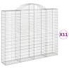 Arched Gabion Baskets - 11 pcs Galvanised Iron | HipoMarket UK