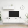 TV Cabinets 3 pcs High Gloss White Engineered Wood Colour high gloss white Quantity in Package 3 Width 100 cm 