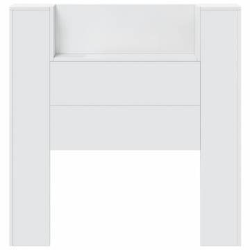 Stylish Headboard Cabinet with LED - White 100x16.5x103.5 cm