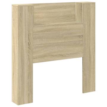 Stylish Headboard Cabinet with LED - Sonoma Oak 100x16.5 cm