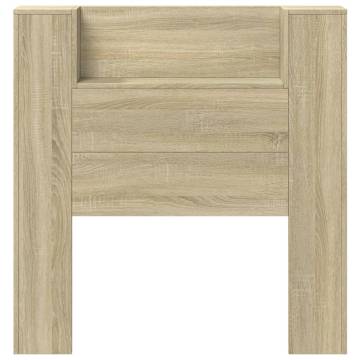 Stylish Headboard Cabinet with LED - Sonoma Oak 100x16.5 cm