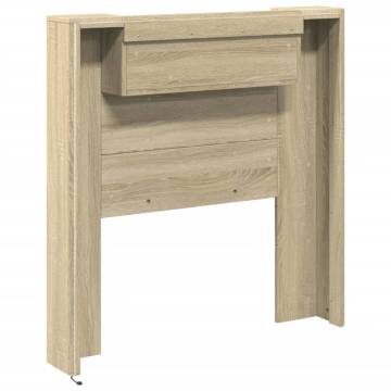 Stylish Headboard Cabinet with LED - Sonoma Oak 100x16.5 cm