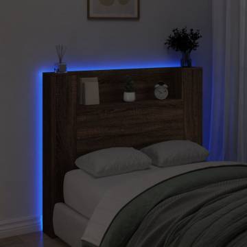 Headboard Cabinet with LED Brown Oak - Modern & Stylish Design