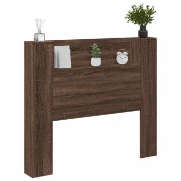 Headboard Cabinet with LED Brown Oak - Modern & Stylish Design