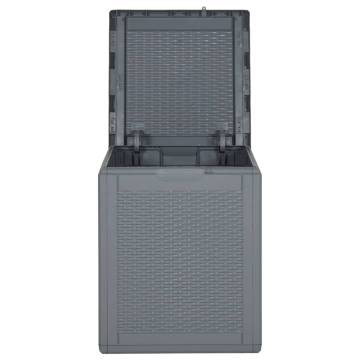 Garden Storage Box Grey PP Rattan 90L - Durable & Stylish