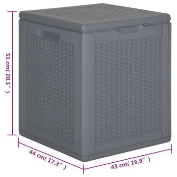 Garden Storage Box Grey PP Rattan 90L - Durable & Stylish