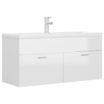 High Gloss White Sink Cabinet with Built-in Basin | HipoMarket