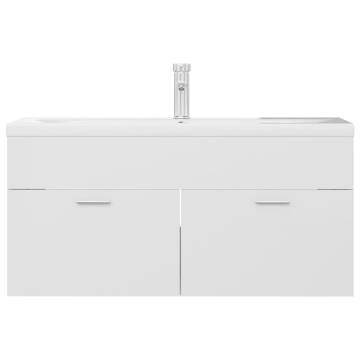 High Gloss White Sink Cabinet with Built-in Basin | HipoMarket