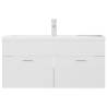 High Gloss White Sink Cabinet with Built-in Basin | HipoMarket