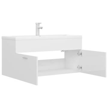 High Gloss White Sink Cabinet with Built-in Basin | HipoMarket