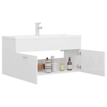 High Gloss White Sink Cabinet with Built-in Basin | HipoMarket