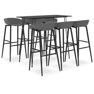 7 Piece Bar Set Black and Grey - Modern Design