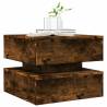 Modern Coffee Table with LED Lights - Smoked Oak 50x50 cm