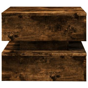 Modern Coffee Table with LED Lights - Smoked Oak 50x50 cm