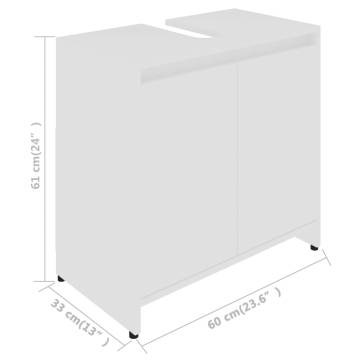 Stylish Bathroom Cabinet White 60x33x61 cm - Hipomarket