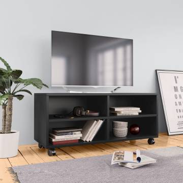 Stylish Black TV Cabinet with Castors - 90x35x35 cm | HiPO Market