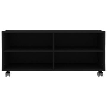 Stylish Black TV Cabinet with Castors - 90x35x35 cm | HiPO Market