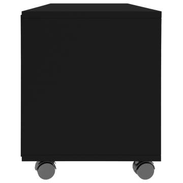 Stylish Black TV Cabinet with Castors - 90x35x35 cm | HiPO Market