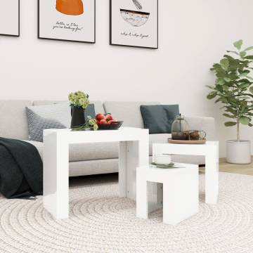 Nesting Coffee Tables Set - High Gloss White Finish