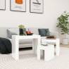 Nesting Coffee Tables 3 pcs High Gloss White Engineered Wood Colour high gloss white Quantity in Package 3 