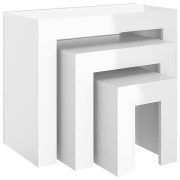 Nesting Coffee Tables Set - High Gloss White Finish