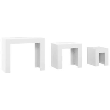 Nesting Coffee Tables Set - High Gloss White Finish