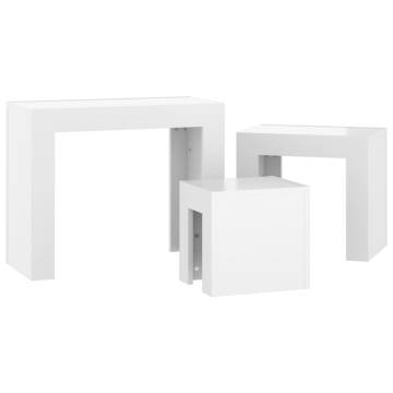 Nesting Coffee Tables Set - High Gloss White Finish