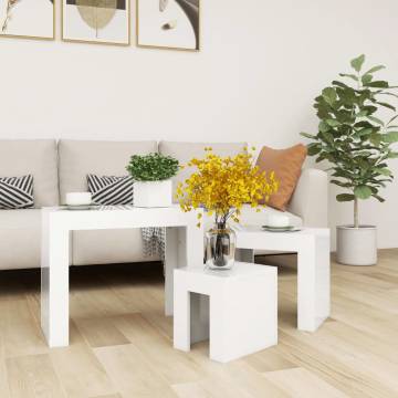 Nesting Coffee Tables Set - High Gloss White Finish