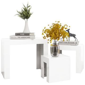 Nesting Coffee Tables Set - High Gloss White Finish