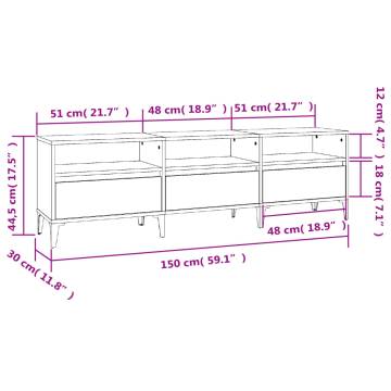 Stylish Smoked Oak TV Cabinet - 150x30x44.5 cm | HiPO Market