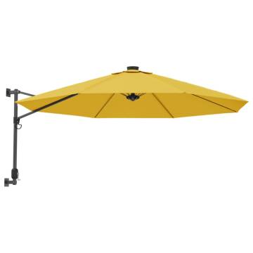 Wall-mounted Parasol with LEDs - Yellow 290cm | HipoMarket