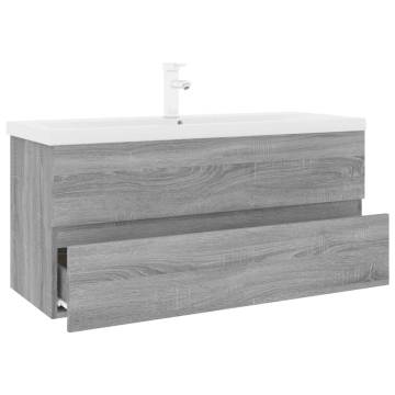 Stylish Grey Sonoma Sink Cabinet with Built-in Basin