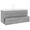 Stylish Grey Sonoma Sink Cabinet with Built-in Basin