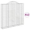 Arched Gabion Baskets - 12 pcs Galvanised Iron | Hipomarket