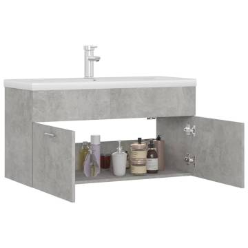 Sink Cabinet with Built-in Basin - Concrete Grey | Hipomarket