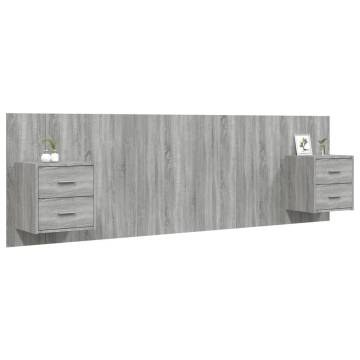 Stylish Grey Sonoma Bed Headboard with Cabinets – Hipomarket