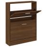 Stylish Brown Oak Shoe Cabinet - 59x17x81 cm