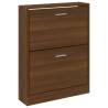 Stylish Brown Oak Shoe Cabinet - 59x17x81 cm