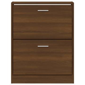 Stylish Brown Oak Shoe Cabinet - 59x17x81 cm