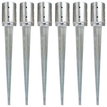 Ground Spikes 6 pcs Silver 10x76 cm Galvanised Steel