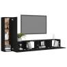 3 Piece Black Engineered Wood TV Cabinet Set | HipoMarket