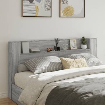 Stylish LED Headboard Cabinet in Grey Sonoma - HipoMarket