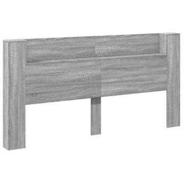 Stylish LED Headboard Cabinet in Grey Sonoma - HipoMarket