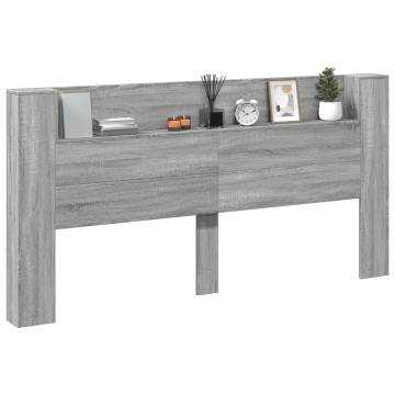 Stylish LED Headboard Cabinet in Grey Sonoma - HipoMarket