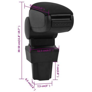 Car Armrest Black 11.5x32x(30-50) cm - Stylish Storage Solution