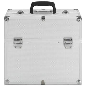 Stylish Silver Aluminium Make-Up Case | 38x23x34 cm