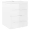 High Gloss White Sink Cabinet with Built-in Basin - Hipomarket