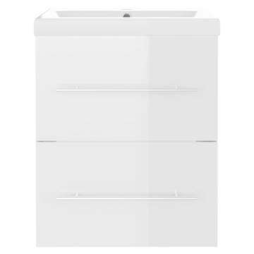 High Gloss White Sink Cabinet with Built-in Basin - Hipomarket