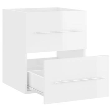 High Gloss White Sink Cabinet with Built-in Basin - Hipomarket